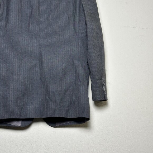 Calvin Klein Mens Wool Pinstripe Blazer Suit Jacket Gray Size 38R France Prep - Picture 13 of 15